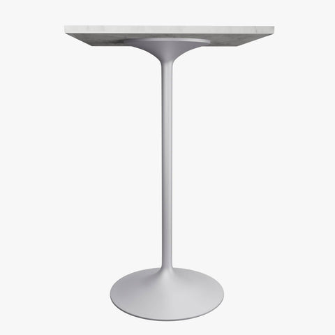 Verve Bar Height Dining Table with Square Resin Top and White Stainless Steel Base