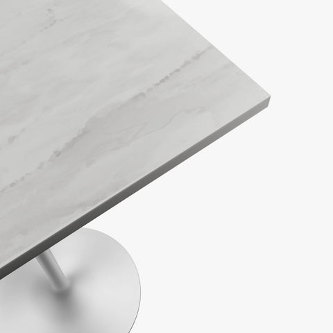 Verve Bar Height Dining Table with Square Resin Top and White Stainless Steel Base