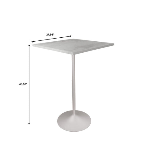 Verve Bar Height Dining Table with Square Resin Top and White Stainless Steel Base