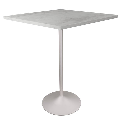 Verve Bar Height Dining Table with Square Resin Top and White Stainless Steel Base