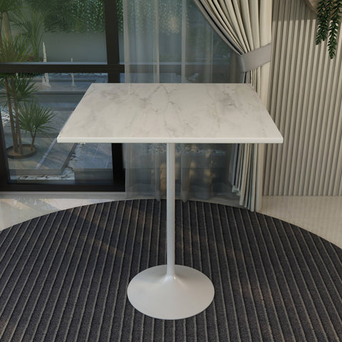 Verve Bar Height Dining Table with Square Resin Top and White Stainless Steel Base