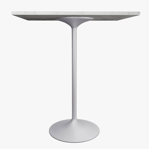 Verve Bar Height Dining Table with Square Resin Top and White Stainless Steel Base