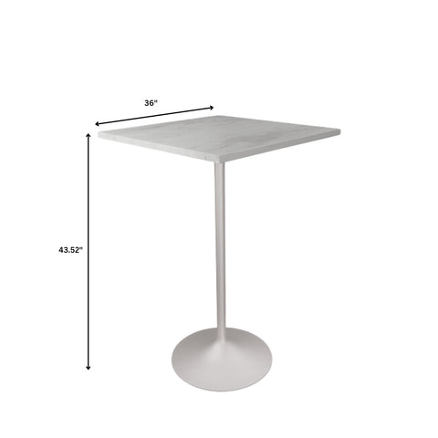 Verve Bar Height Dining Table with Square Resin Top and White Stainless Steel Base