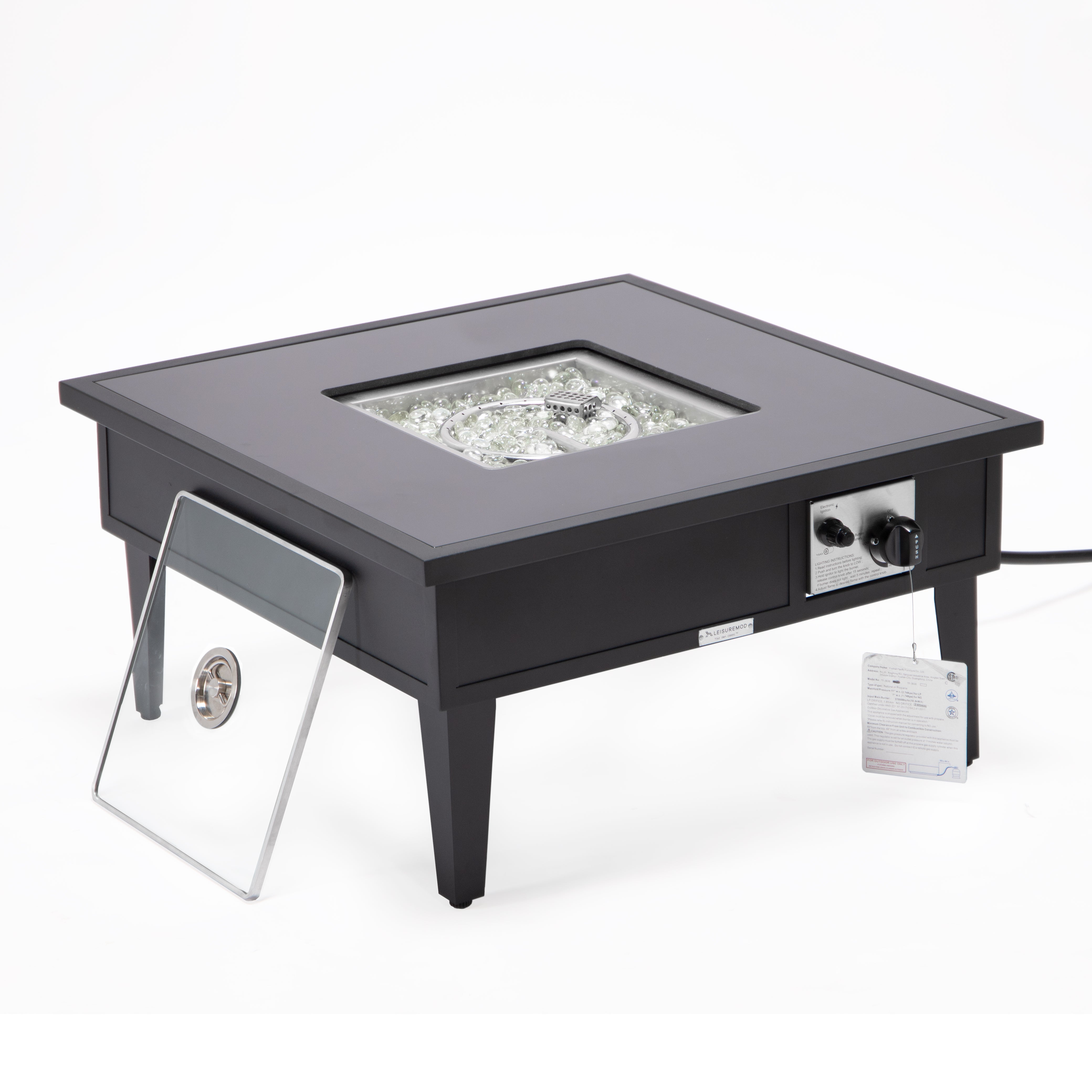 Walbrooke Modern Outdoor Square Fire Pit Table with Powder-Coated Aliuminum Frame Slats/Non Slats Design