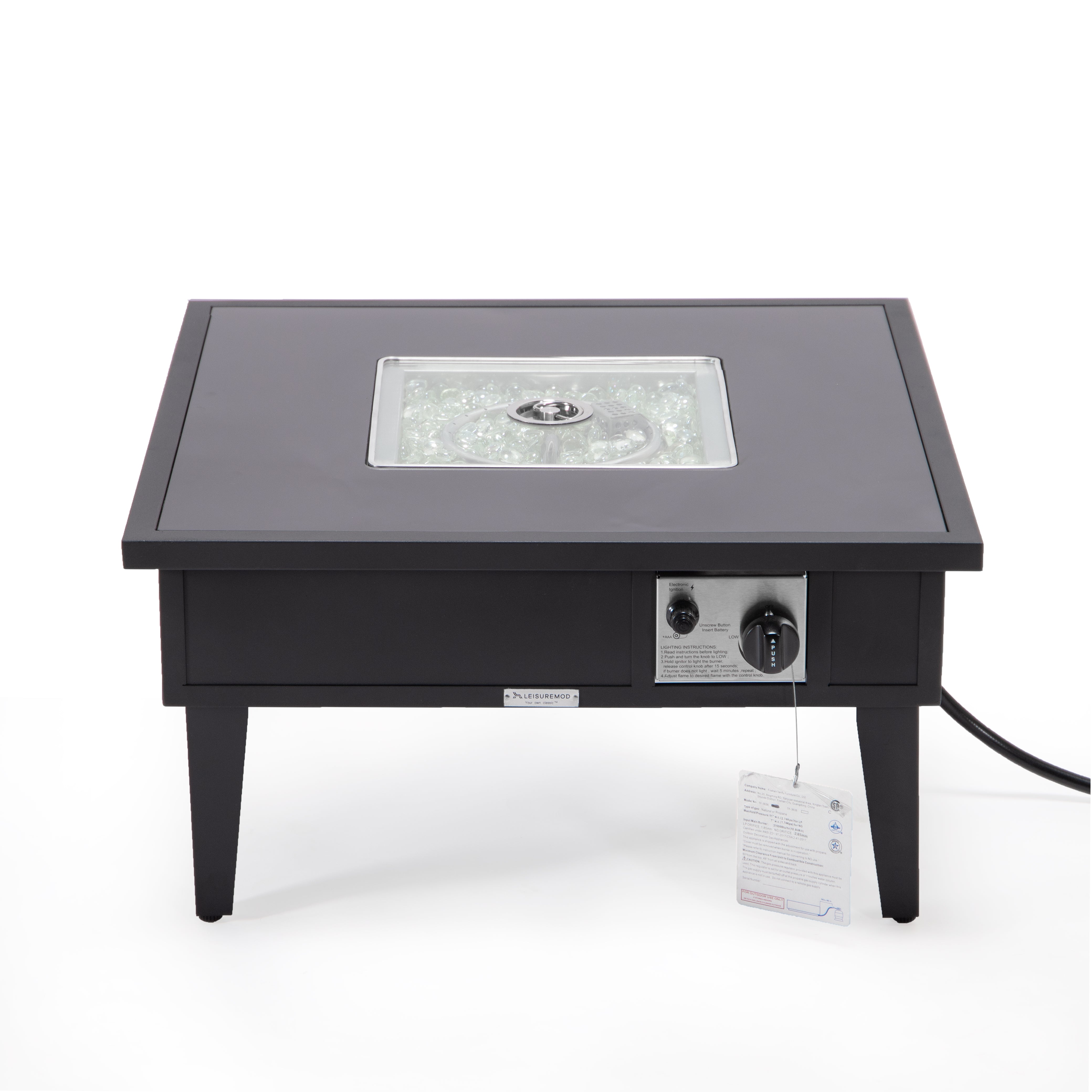 Walbrooke Modern Outdoor Square Fire Pit Table with Powder-Coated Aliuminum Frame Slats/Non Slats Design