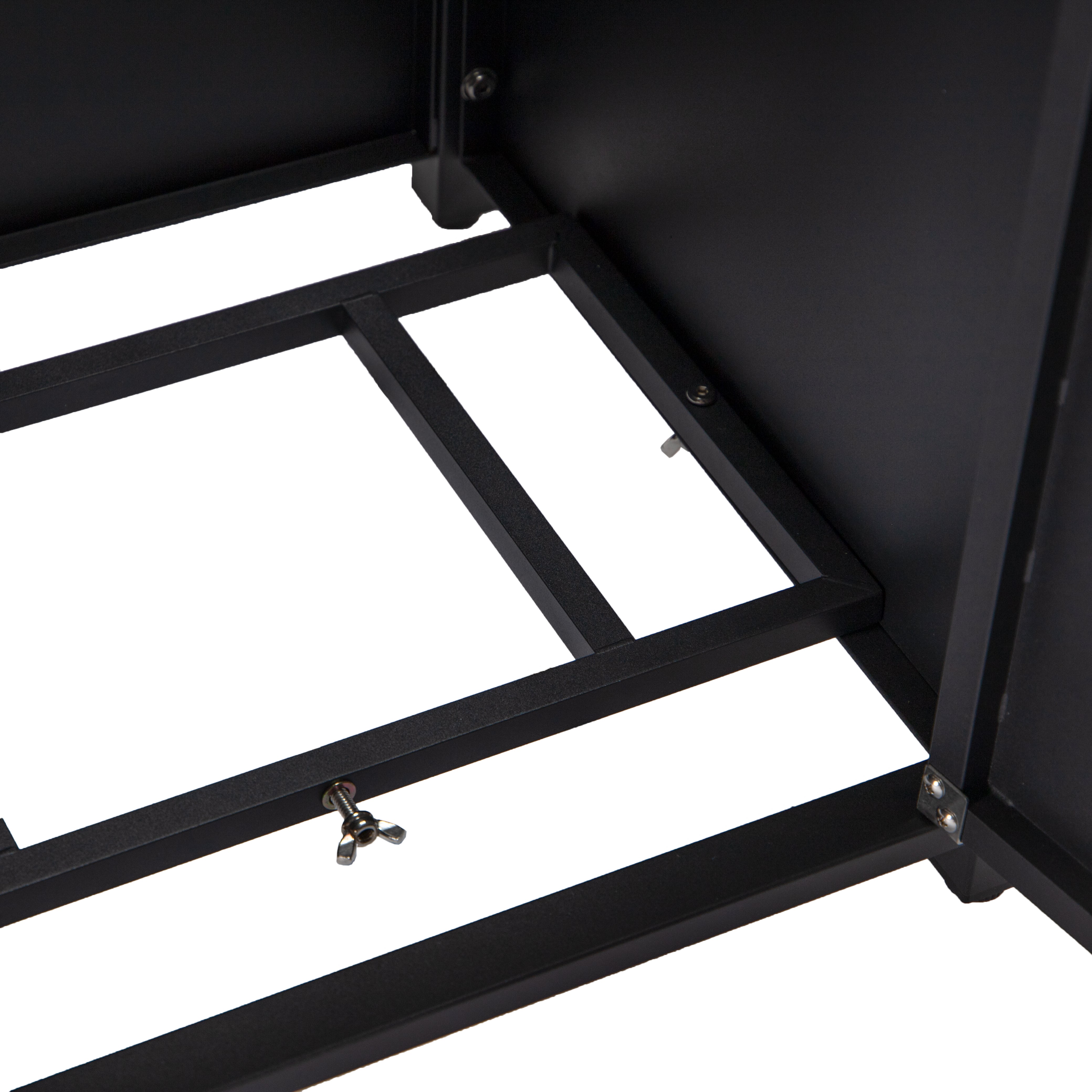 Walbrooke Modern Square Tank Holder Table with Tempered Glass Top and Powder Coated Aluminum Slats/Non Slats Design