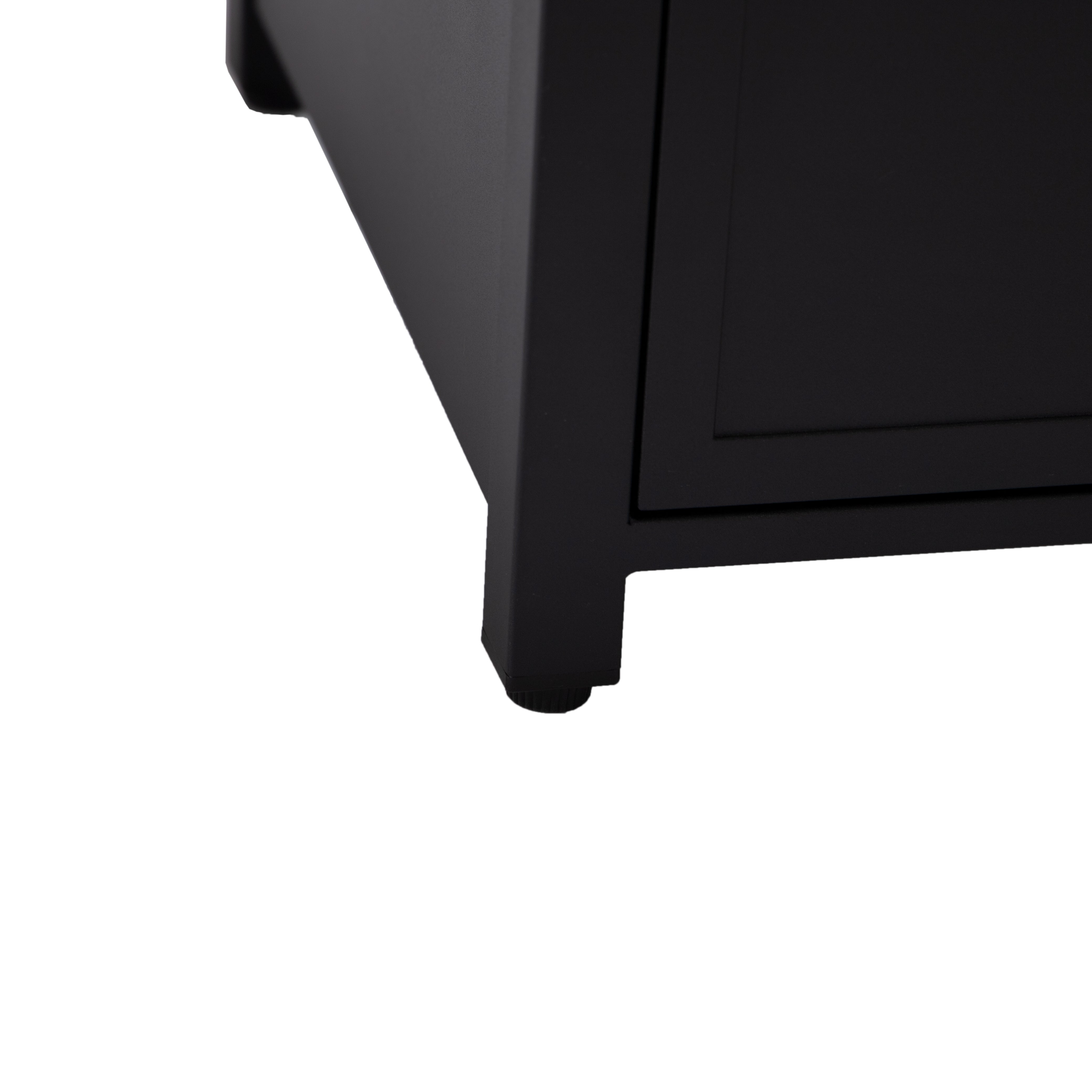 Walbrooke Modern Square Tank Holder Table with Tempered Glass Top and Powder Coated Aluminum Slats/Non Slats Design