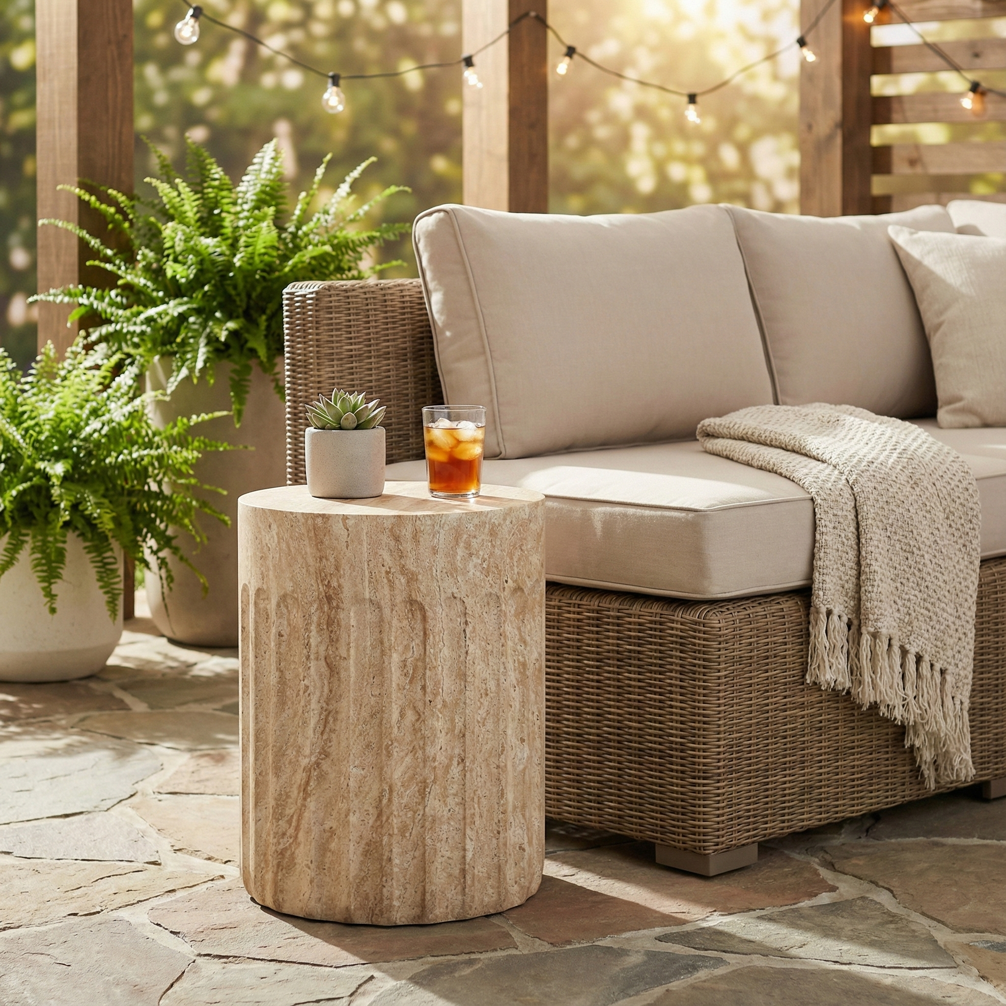 Zenvio Round Side /EndTable in Fiberstone for Indoor and Outdoor