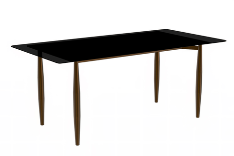 Zinti Dining Table with Glass or Sintered Stone Rectangular Wide Tabletop with Steel Base and Legs