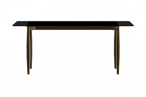 Zinti Dining Table with Glass or Sintered Stone Rectangular Wide Tabletop with Steel Base and Legs