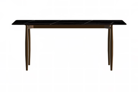 Zinti Dining Table with Glass or Sintered Stone Rectangular Wide Tabletop with Steel Base and Legs