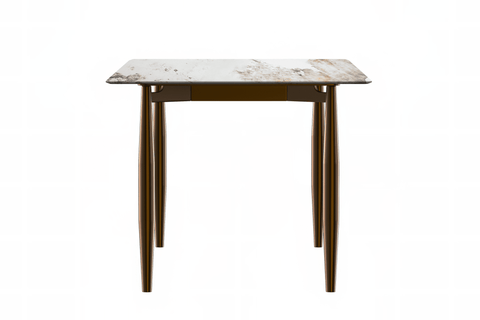 Zinti Dining Table with Glass or Sintered Stone Rectangular Wide Tabletop with Steel Base and Legs