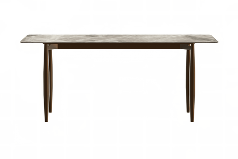 Zinti Dining Table with Glass or Sintered Stone Rectangular Wide Tabletop with Steel Base and Legs