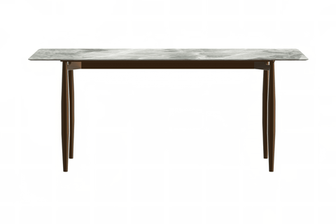 Zinti Dining Table with Glass or Sintered Stone Rectangular Wide Tabletop with Steel Base and Legs