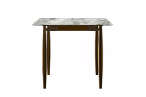 Zinti Dining Table with Glass or Sintered Stone Rectangular Wide Tabletop with Steel Base and Legs