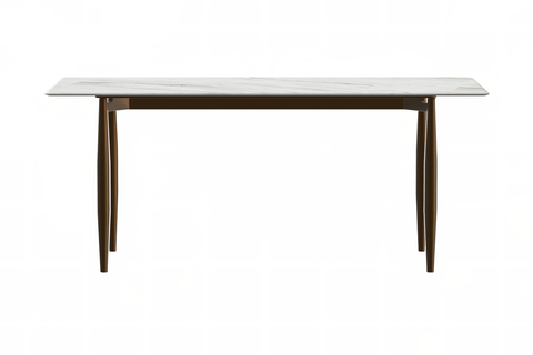 Zinti Dining Table with Glass or Sintered Stone Rectangular Wide Tabletop with Steel Base and Legs