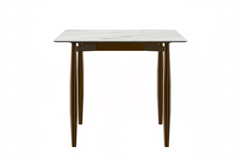 Zinti Dining Table with Glass or Sintered Stone Rectangular Wide Tabletop with Steel Base and Legs