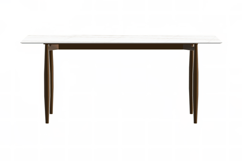 Zinti Dining Table with Glass or Sintered Stone Rectangular Wide Tabletop with Steel Base and Legs