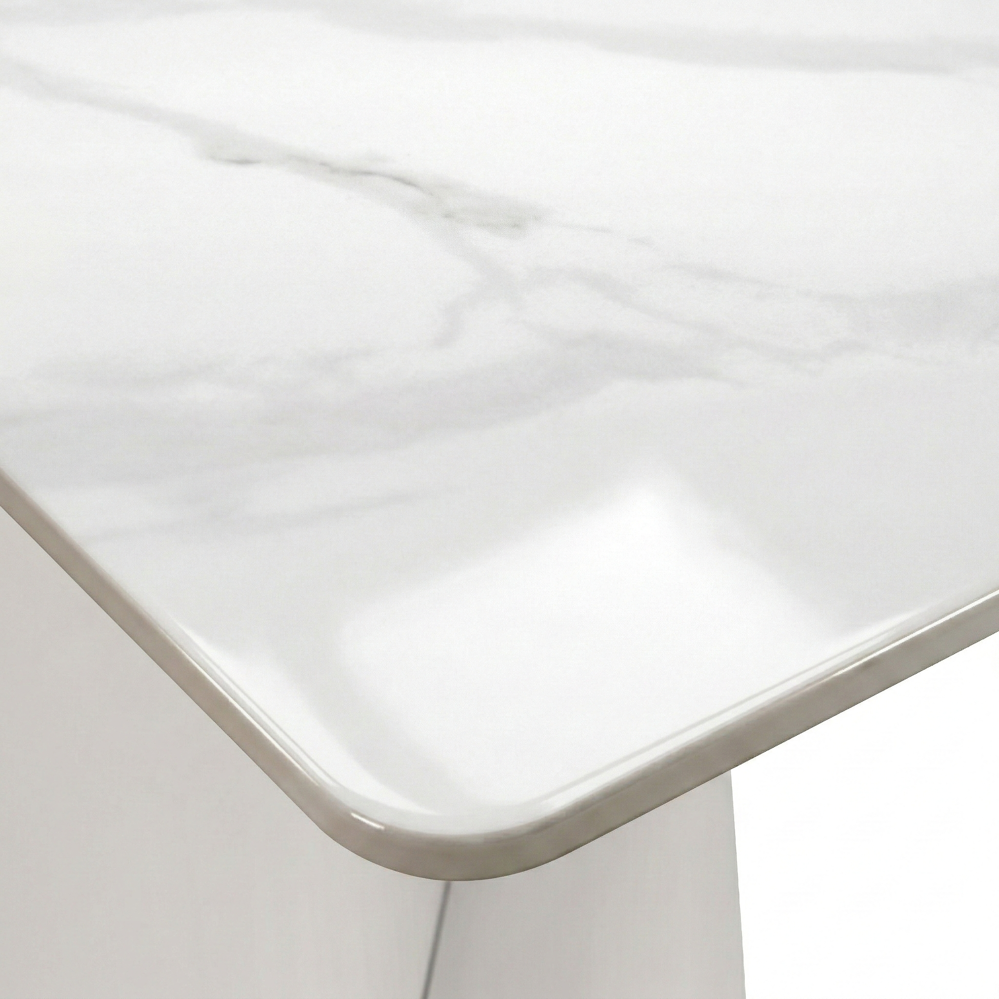 Zelan Dining Table with Rectangular Sintered Stone Tabletop and Stainless Steel Legs