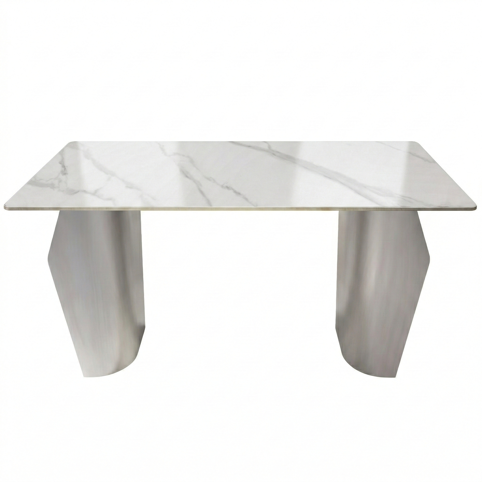 Zelan Dining Table with Rectangular Sintered Stone Tabletop and Stainless Steel Legs
