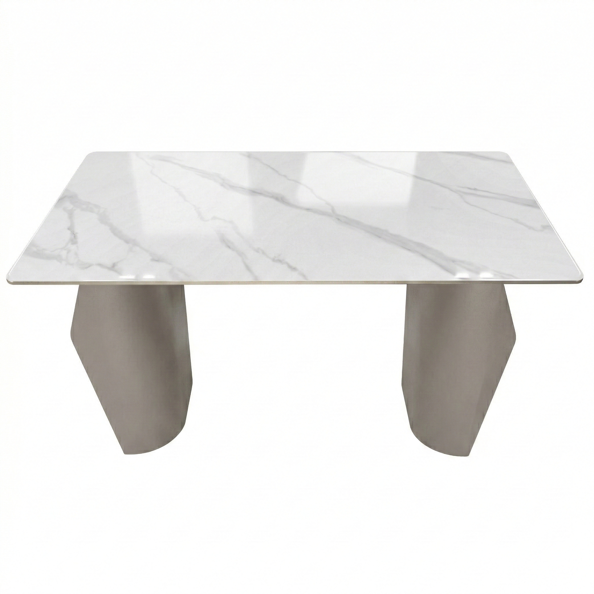 Zelan Dining Table with Rectangular Sintered Stone Tabletop and Stainless Steel Legs