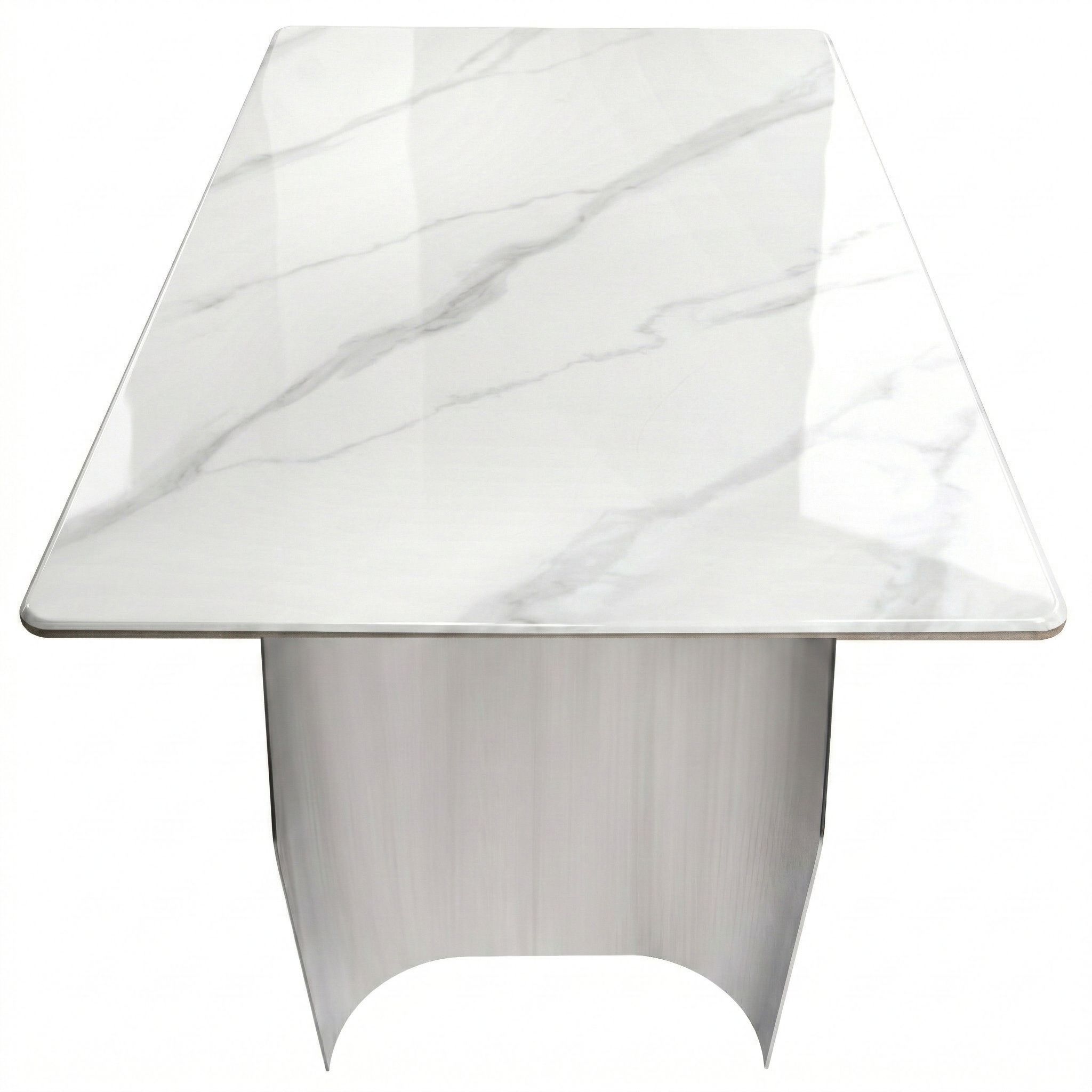 Zelan Dining Table with Rectangular Sintered Stone Tabletop and Stainless Steel Legs