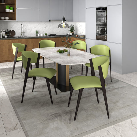 Aspen Dining Chairs Upholstered in Leather Kitchen Room Chairs with Metal Legs