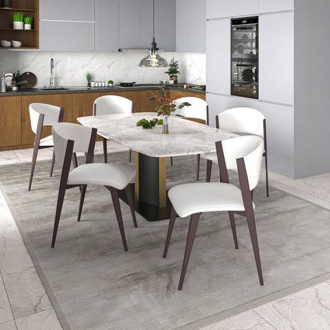 Aspen Dining Chairs Upholstered in Leather Kitchen Room Chairs with Metal Legs