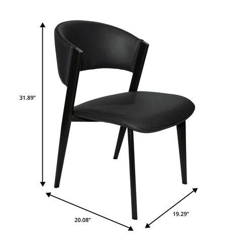 Aspen Dining Chairs Upholstered in Leather Kitchen Room Chairs with Black Metal Legs