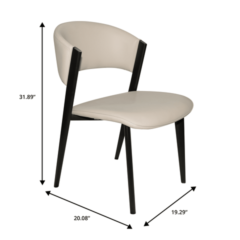 Aspen Dining Chairs Upholstered in Leather Kitchen Room Chairs with Black Metal Legs