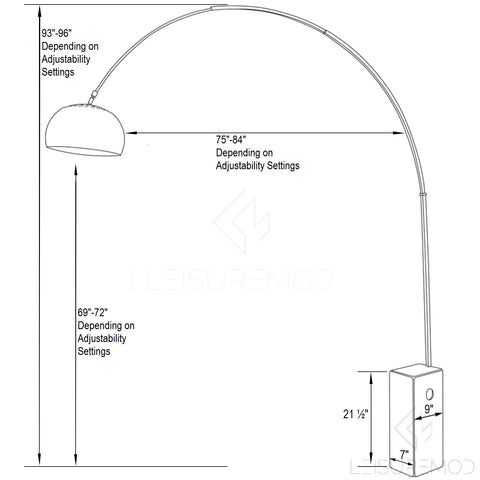 Arco Modern Floor Lamp with Marble Cube Base