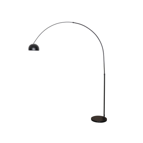 Arco Modern 76" Arched Floor Lamp: Black Marble Base & Metal Dome Shade