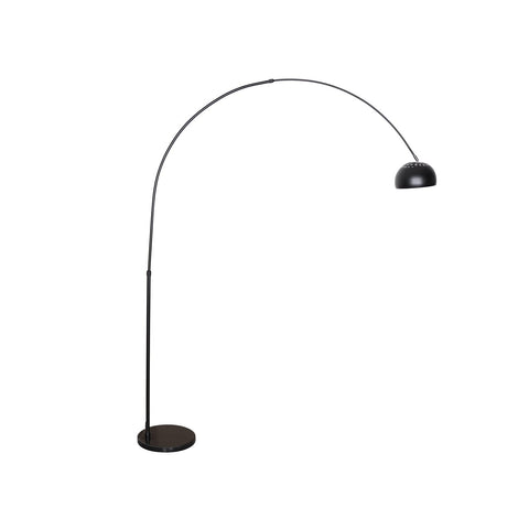 Arco Modern 76" Arched Floor Lamp: Black Marble Base & Metal Dome Shade