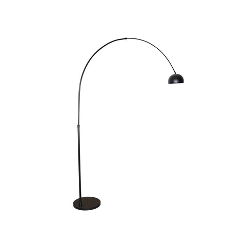 Arco Modern 76" Arched Floor Lamp: Black Marble Base & Metal Dome Shade