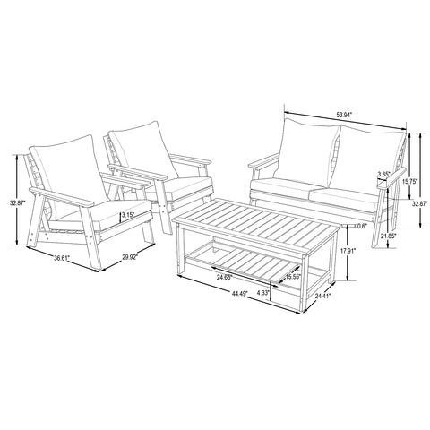 Alpine Modern Polystyrene 4-peice Patio Conversation Set