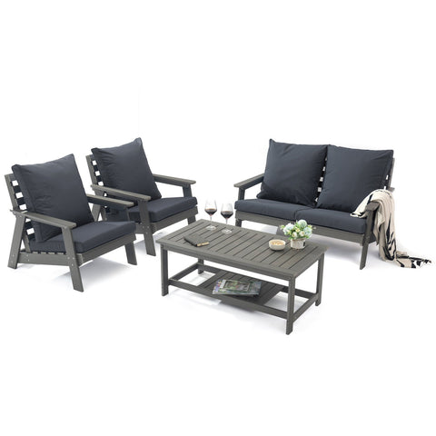 Alpine Modern Polystyrene 4-peice Patio Conversation Set