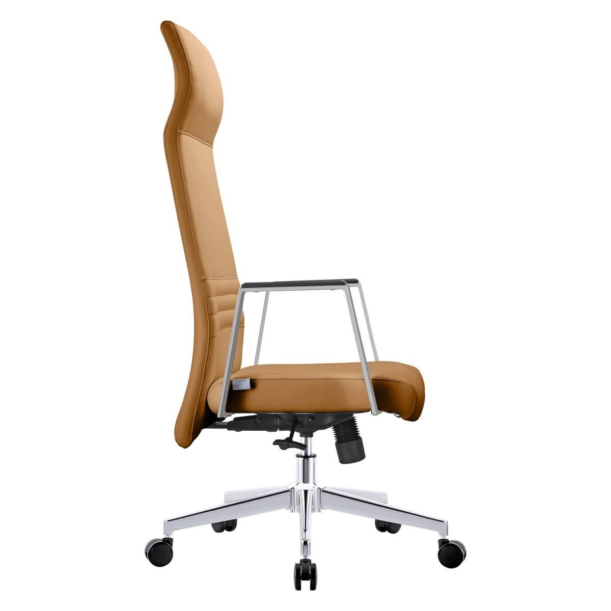 Aleen High - Back Office Chair in Upholstered Leather and Iron Frame with Swivel and Tilt
