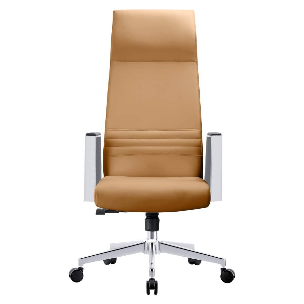 Aleen High - Back Office Chair in Upholstered Leather and Iron Frame with Swivel and Tilt