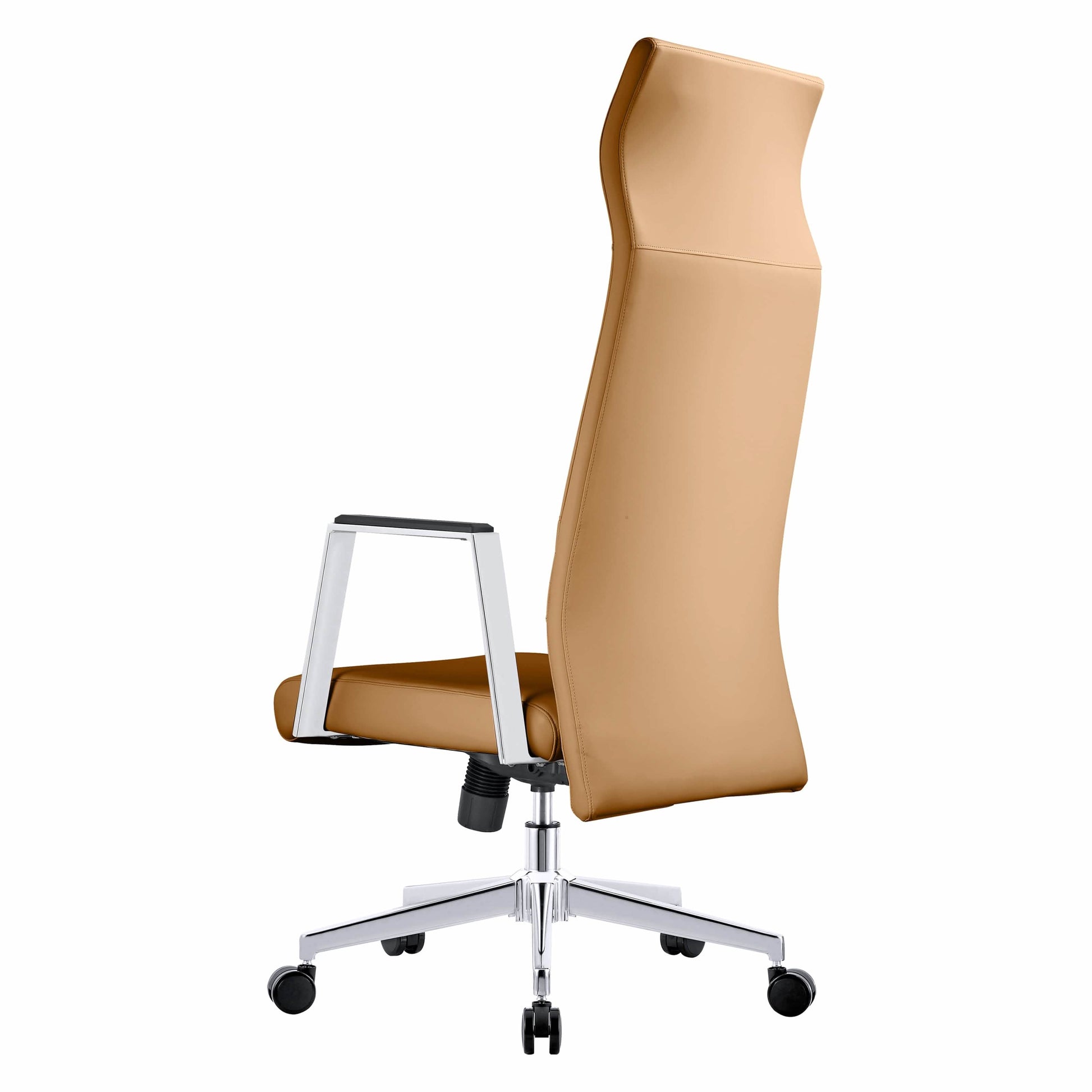 Aleen High - Back Office Chair in Upholstered Leather and Iron Frame with Swivel and Tilt