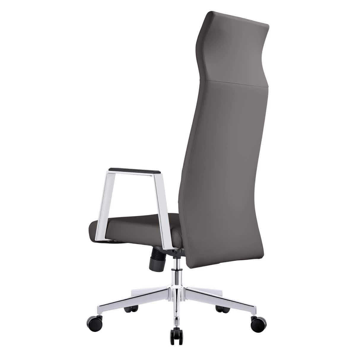 Aleen High - Back Office Chair in Upholstered Leather and Iron Frame with Swivel and Tilt
