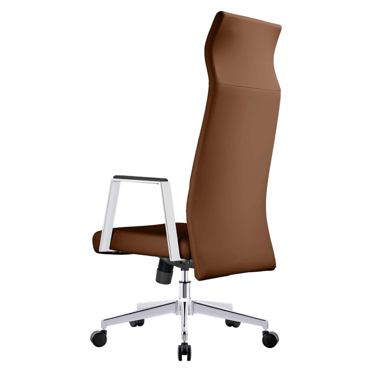 Aleen High - Back Office Chair in Upholstered Leather and Iron Frame with Swivel and Tilt