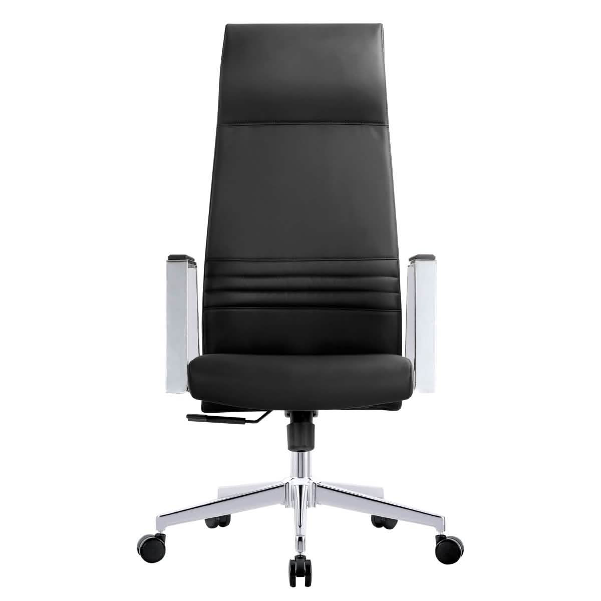 Aleen High - Back Office Chair in Upholstered Leather and Iron Frame with Swivel and Tilt