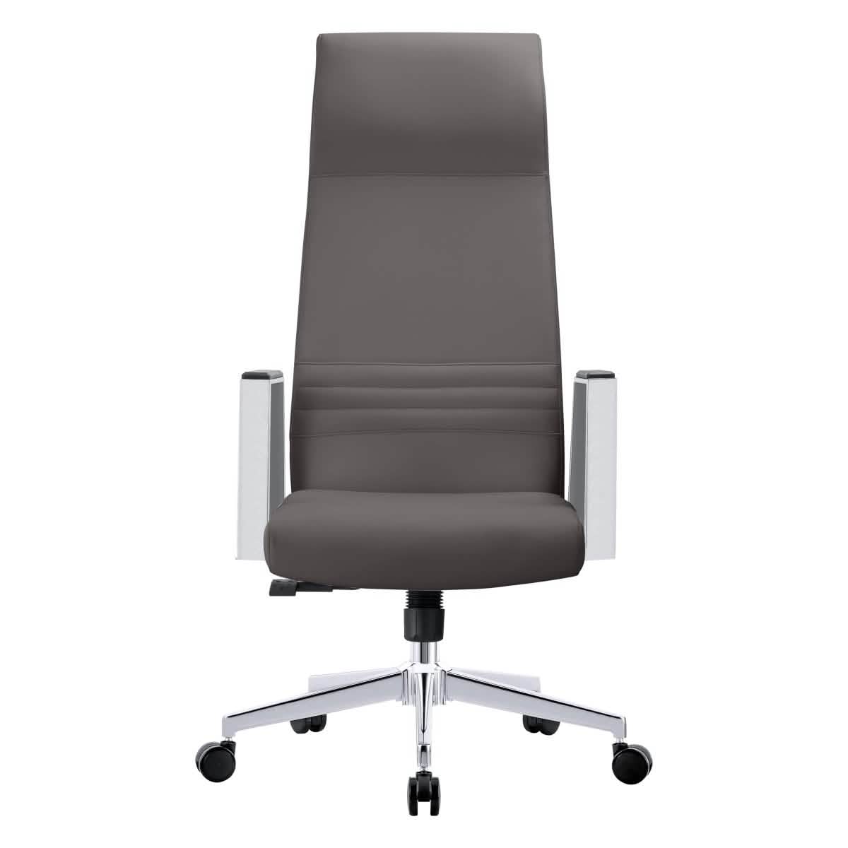 Aleen High - Back Office Chair in Upholstered Leather and Iron Frame with Swivel and Tilt