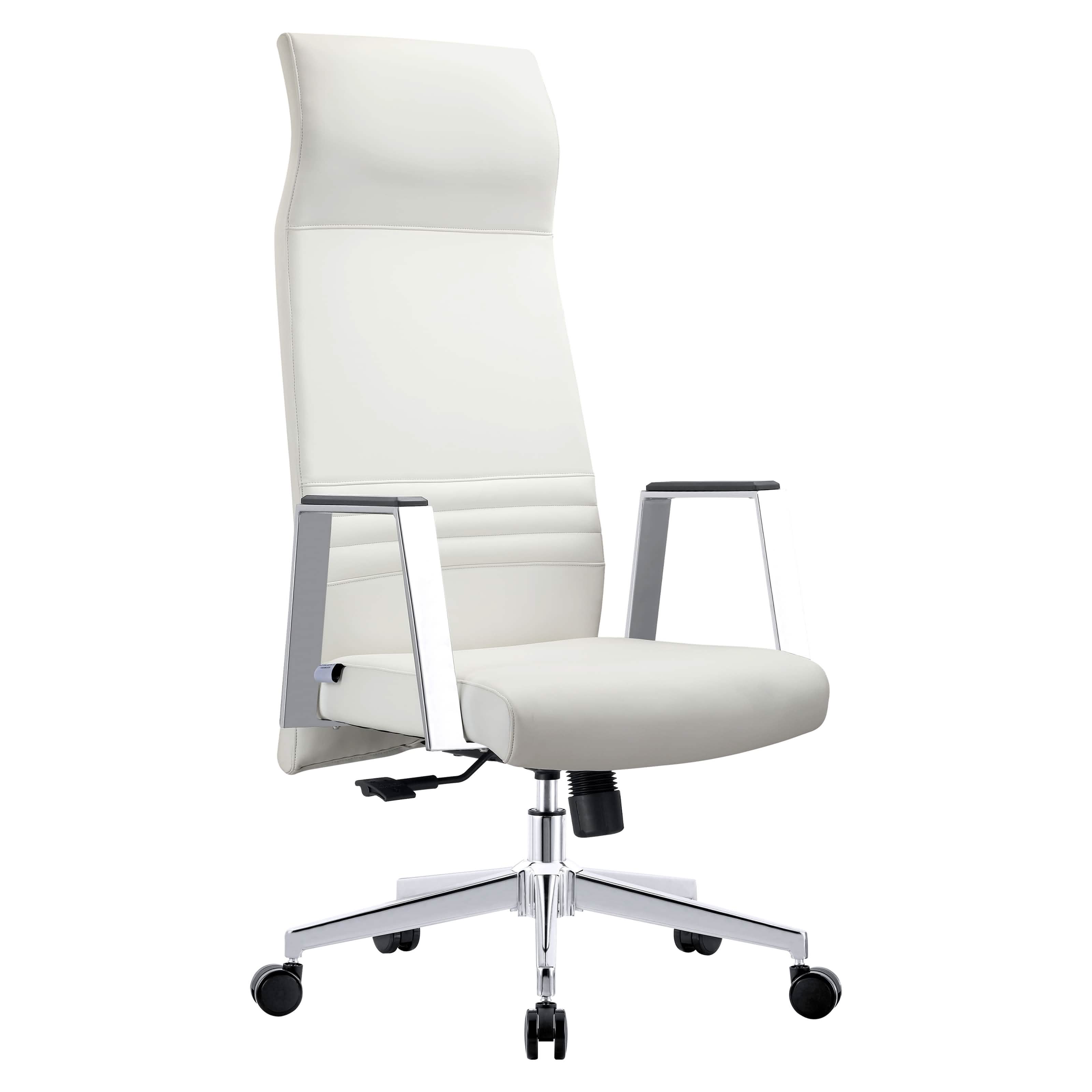 Aleen High - Back Office Chair in Upholstered Leather and Iron Frame with Swivel and Tilt