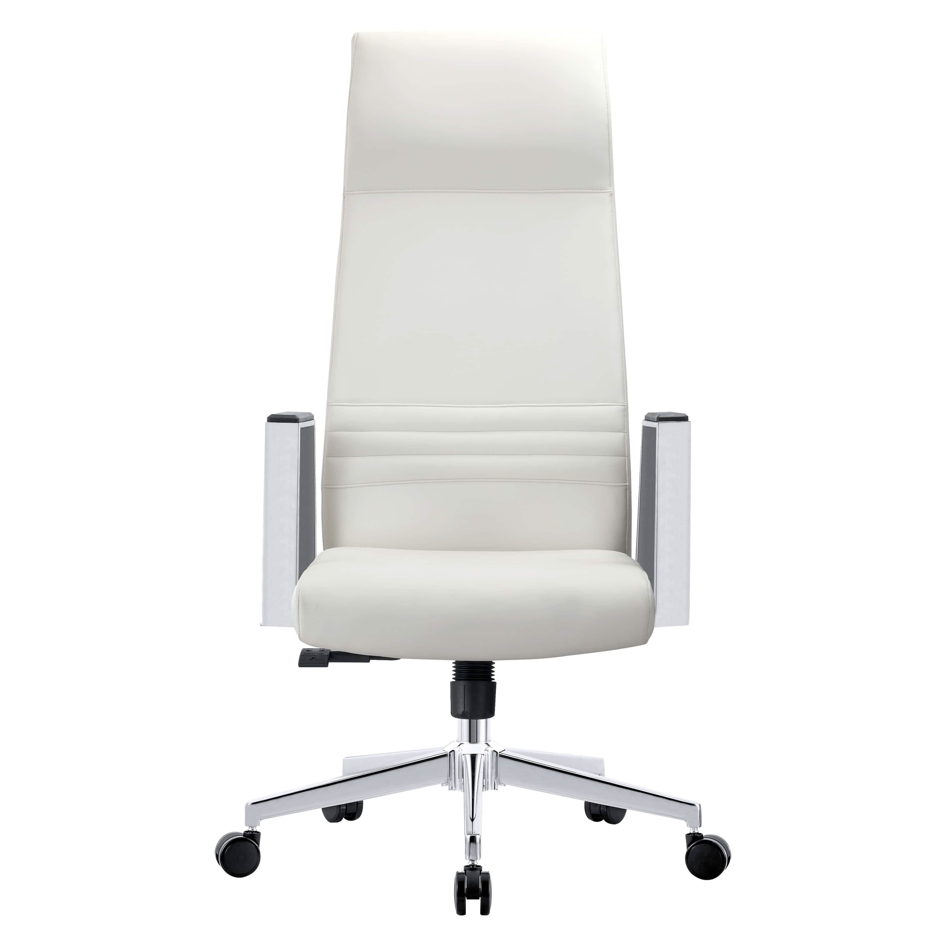 Aleen High - Back Office Chair in Upholstered Leather and Iron Frame with Swivel and Tilt