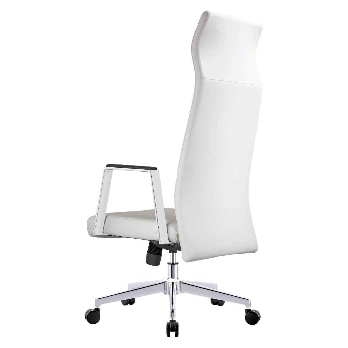 Aleen High - Back Office Chair in Upholstered Leather and Iron Frame with Swivel and Tilt