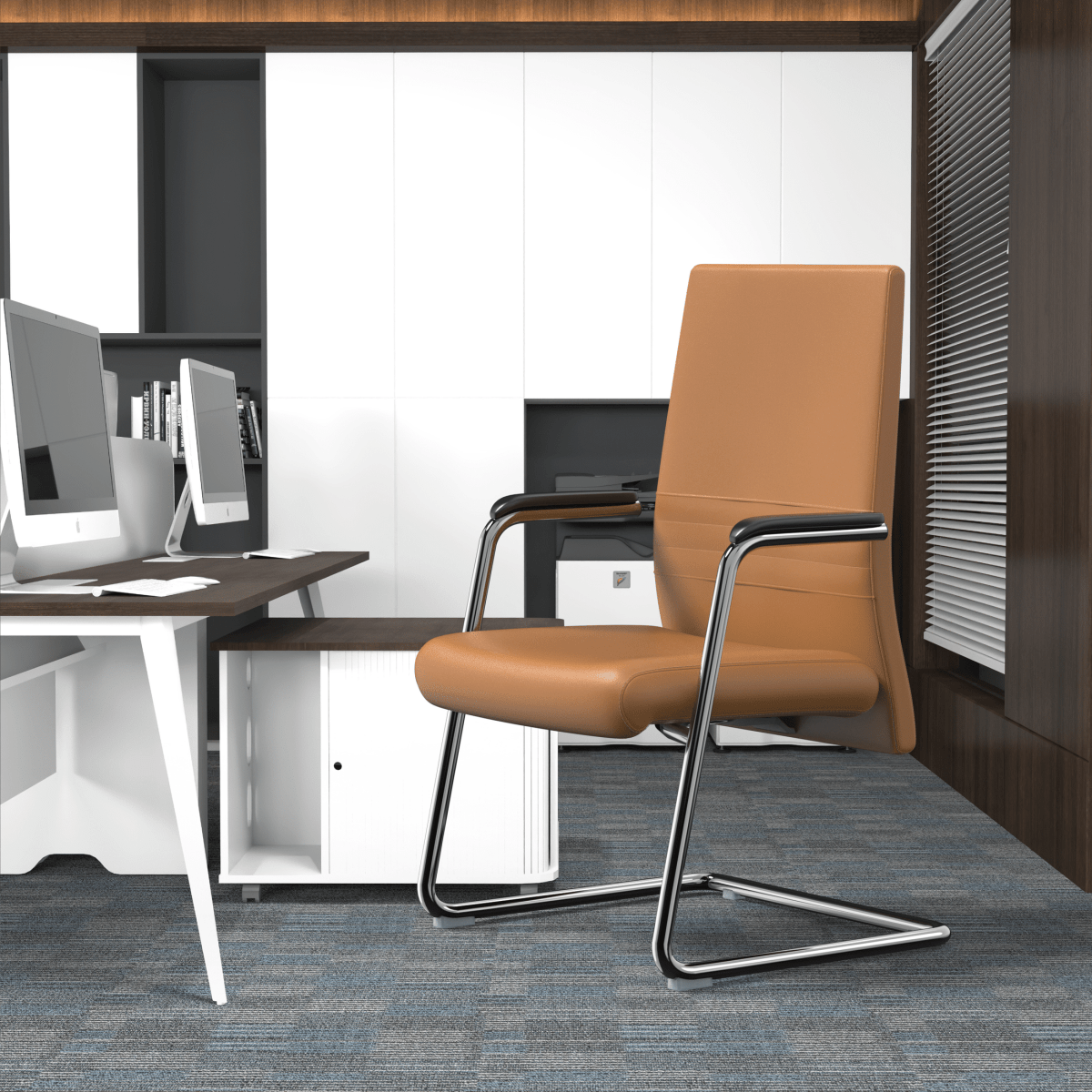 Aleen Office Chair with Upholstered Seat and Metal Armrest