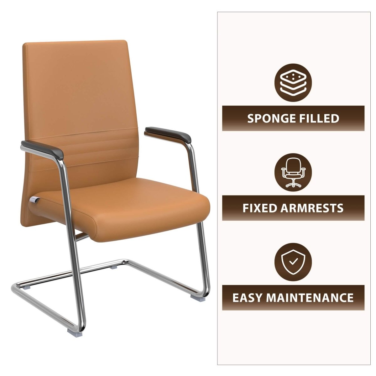 Aleen Office Chair with Upholstered Seat and Metal Armrest