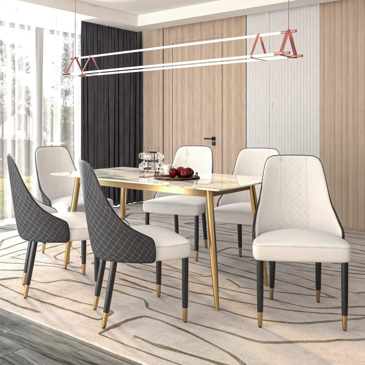 Allure Dining Chairs Fabric/Leather Seat and Back in Oak Wood