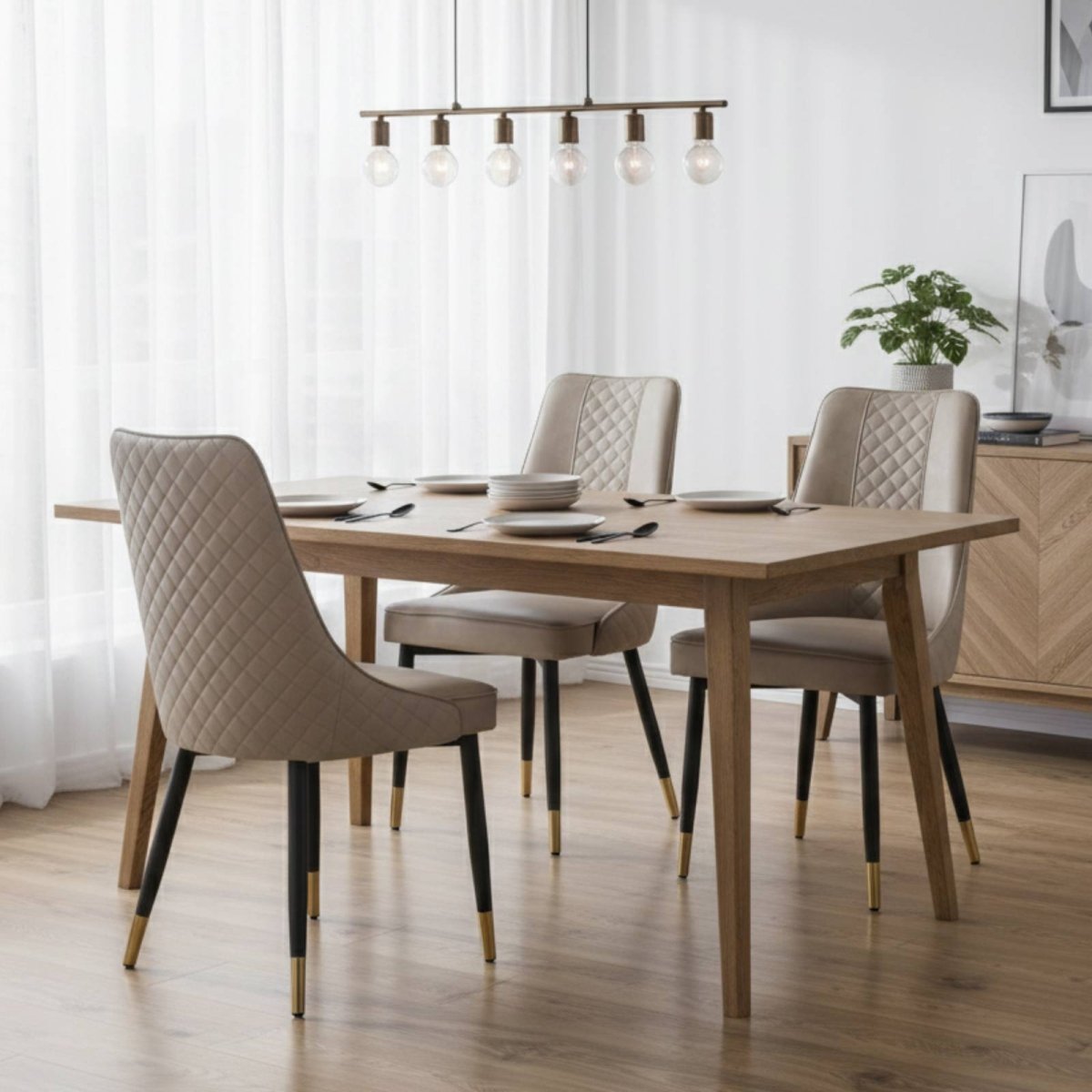 Allure Modern Dining Chair Upholstered in Vinyl Leather Seat with Oak Wood Legs